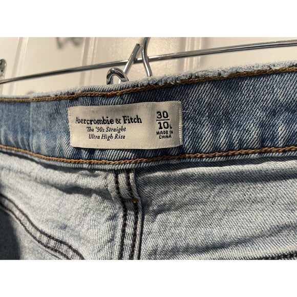 Abercrombie Fitch Womens Jeans 30 90s Straight Ultra High Rise Distressed Demin - Picture 11 of 12